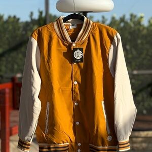 INSPI Orange and Cream Varsity Jacket | NWT | Large (Fits like Medium)